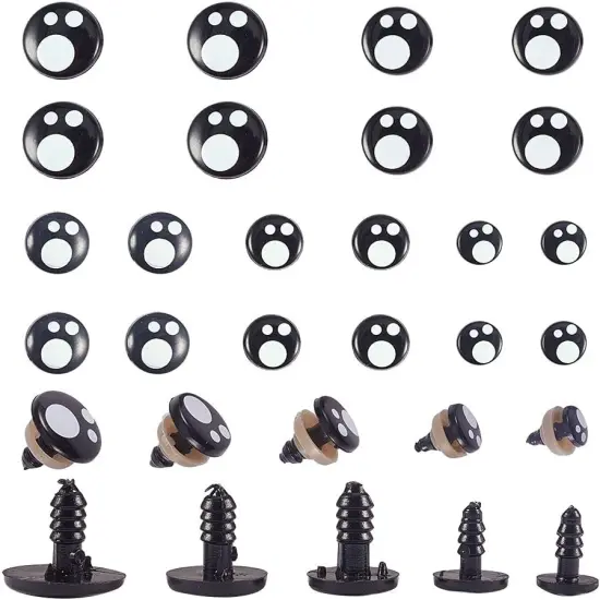 100pcs 5 Size Craft Eyes Black (8/10/ 12/14/ 16mm) {1}