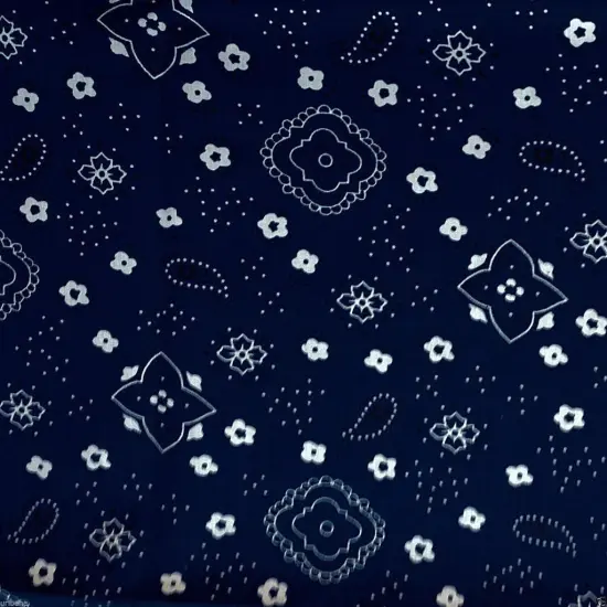 1 Yard DIY Bandana Print Fabric Soft Cotton Poly, Continuous Yardage, Machine Washable 58/59 Inches Wide Navy Blue {1}