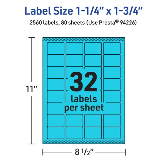 Avery Bright Blue Paper Labels, 1.25" x 1.75" Rectangle {5}