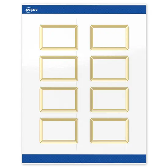 Avery Printable Rectangle Labels, Gold Multi-Lined Border, 2" x 3", Glossy White Rectangle Labels, Permanent, Laser/Inkjet, 80ct, Great for Product Labels {1}