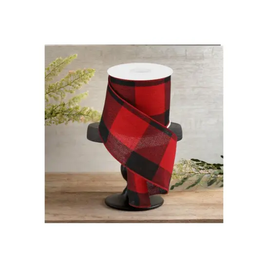 4" Large Plaid Checks: Red & Black (10 Yards) {2}