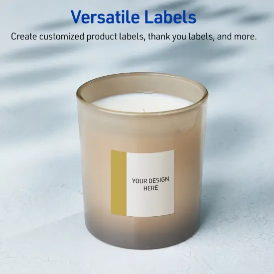 Avery Printable Square Labels, Gold-Dipped Edge, 2" x 2", Matte White Square Labels, Permanent, Laser/Inkjet, 120ct, Great for Product Labels {6}