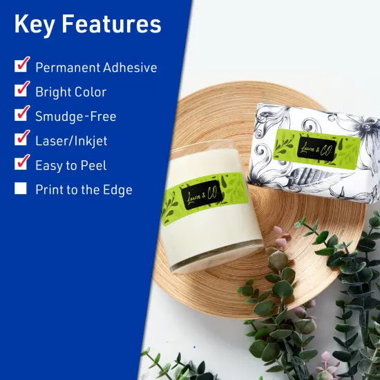 Avery Bright Green Paper Labels, 5/8" x 3" Rectangle {2}