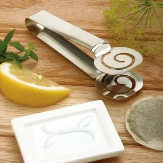Norpro Decorative Swirl Stainless Steel Tea Bag Squeezer Tongs {4}
