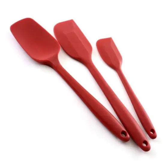 Norpro 3pc Red Seamless Flexible Heat Resistant Silicone Spatula / Spoonula Set {1}