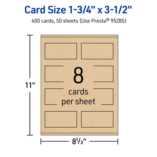 1-3/4" x 3-1/2" Rectangle, Kraft Brown Business Cards {5}