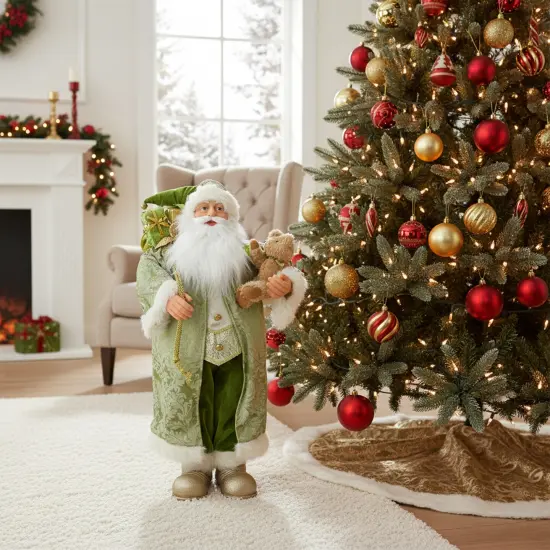 Northlight 32" St Patrick's Irish Santa Claus with Teddy Bear Christmas Figure Green {3}