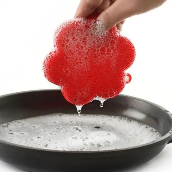 Norpro Silicone Dish Scrubbing Sponge / Vegetable Scrubber Brush - Red Flower Shaped {2}