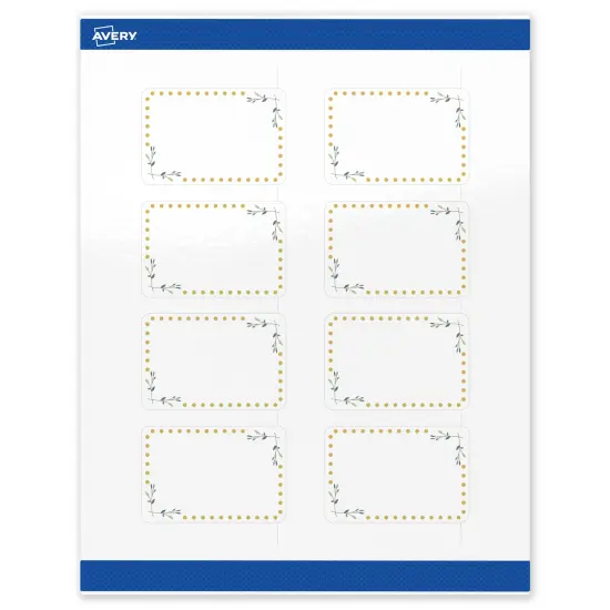 Avery Printable Rectangle Labels, Gold Dots with Green Florals, 2" x 3", Glossy White Rectangle Labels, Permanent, Laser/Inkjet, 80ct, Great for Product Labels {1}