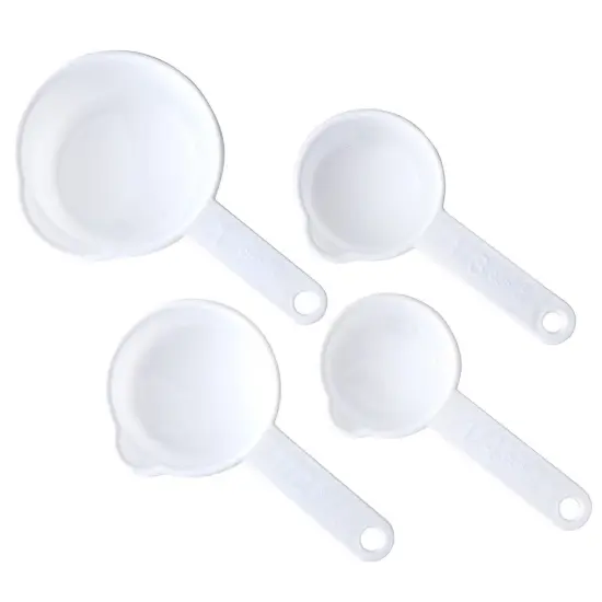 Chef Craft 4pc Durable White Plastic Measuring Cup Set - 1/4, 1/3, 1/2 and 1 Cup {1}