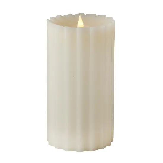 Christmas Sutton Fluted Motion Flameless Candle 4x8 Ivory {1}