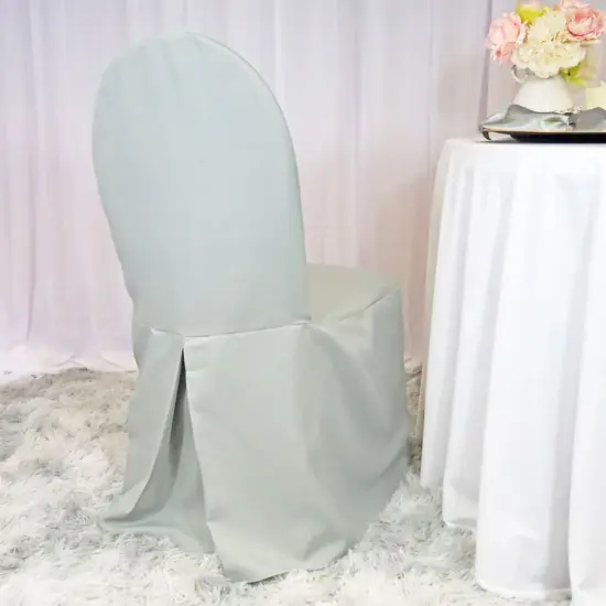 Silver Polyester Chair Cover Elegant Banquet Event Seating {2}