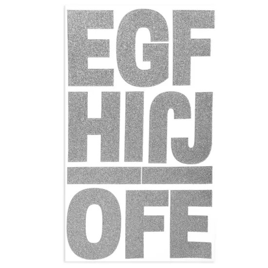 Craft Perfect Glitter Alphabet Sticker Sheet 2IN-Silver {7}