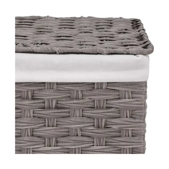 Seville Classics Handwoven Lidded Laundry Hamper Grey {6}