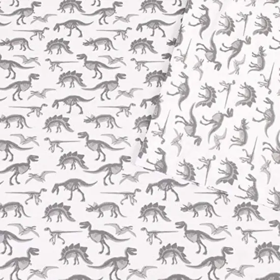 Kids Rule 3-Piece Dinosaur X-ray Sheet Set for Boys & Kids - 1 Twin Flat Sheet, 1 Twin Fitted Sheet & 1 Queen Pillowcase, Soft Brushed Microfiber Polyester Bed Sheet, Smooth & Durable Multicolor {4}