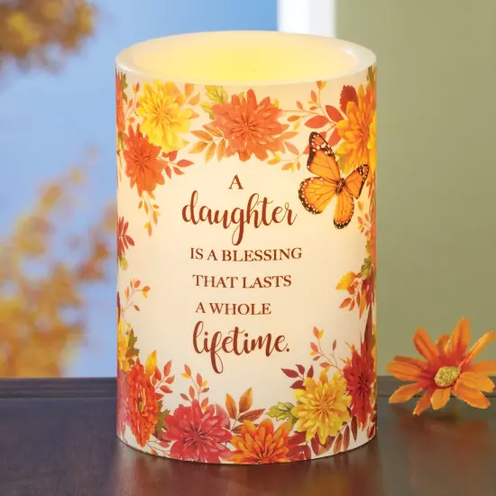 Collections Etc LED Lighted A Daughter Is A Blessing Battery-Operated Candle {1}