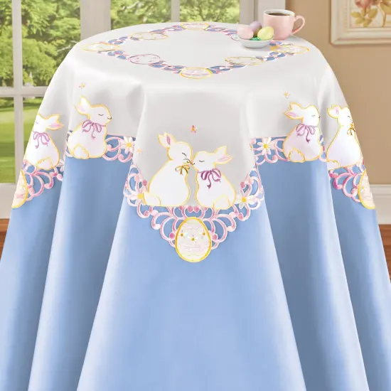 Collections Etc Kissing Bunnies Table Topper {1}