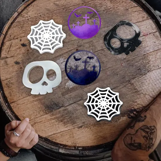 6Pcs Coaster Silicone Molds for Epoxy Resin,Halloween Coaster Resin Mold {5}