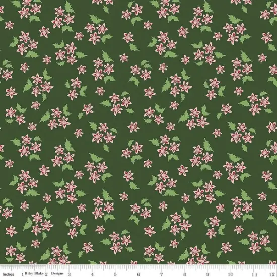 Floral in Forest (c16405-forest) | Mistletoe & Holly | Beverly McCullough | Riley Blake {1}