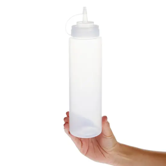 6 Pack 24 oz Plastic Condiment Squeeze Bottles with Caps, Empty Squirt Bottles for Ketchup, Mustard, Sauces Clear {4}