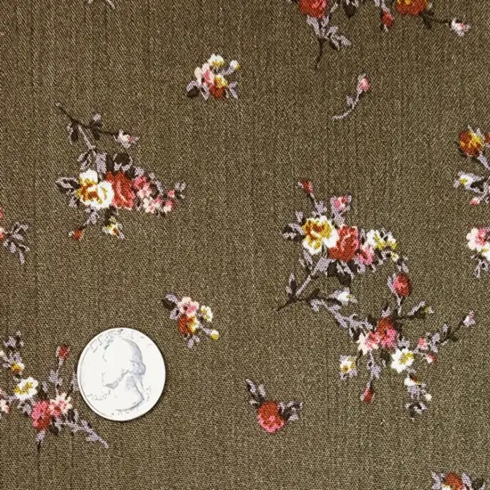 1 Yard Rayon Crinkle Fabric in Military Olive 100% Rayon Woven Apparel Fabric, 50/52" Wide {1}