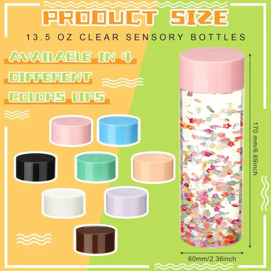16 Pcs Empty Plastic Sensory Bottles with Lids(Multi Colors,13.5 oz) {2}