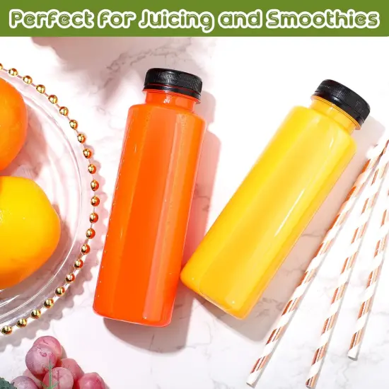 24 Pcs 12 Oz Plastic Juice Bottles with Caps {4}
