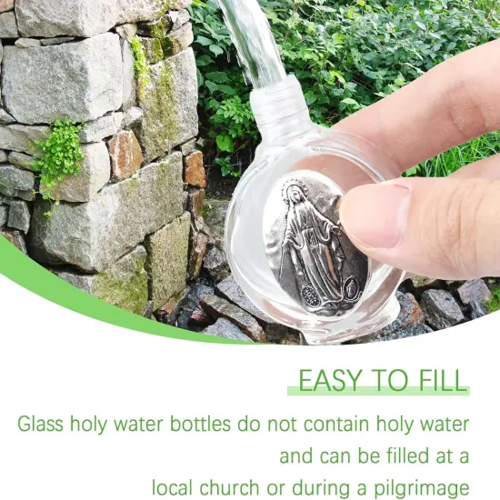 12 Pcs Glass Holy Water Bottles - 0.5 Fl oz (Silver, Divine Mercy) {2}