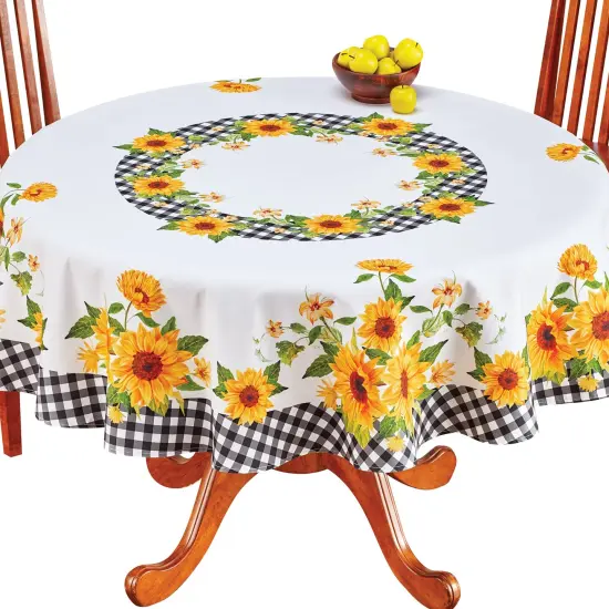 Collections Etc Sunflowers Plaid Tablecloth {2}
