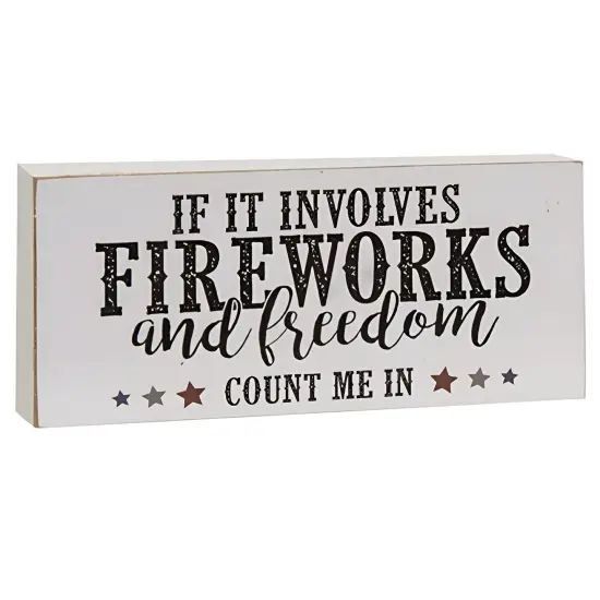 Distressed White Wooden Americana Fireworks Quote Blocks - Asstd 2 {2}