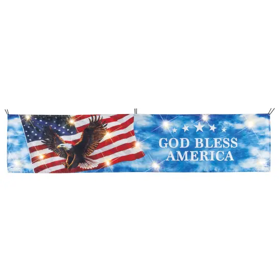 Collections Etc LED Lighted God Bless America Bald Eagle Patriotic Banner {2}