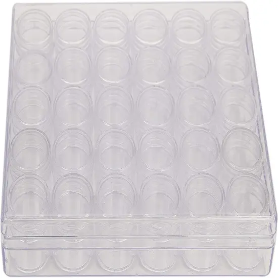The Beadsmith Personality Case - Clear Storage Organizer Box, 6.4 x 5.4 x 1.25 inches - Includes 30 Small Containers with lids &ndash; 1 x 1.1 inches, Bead Holder {5}
