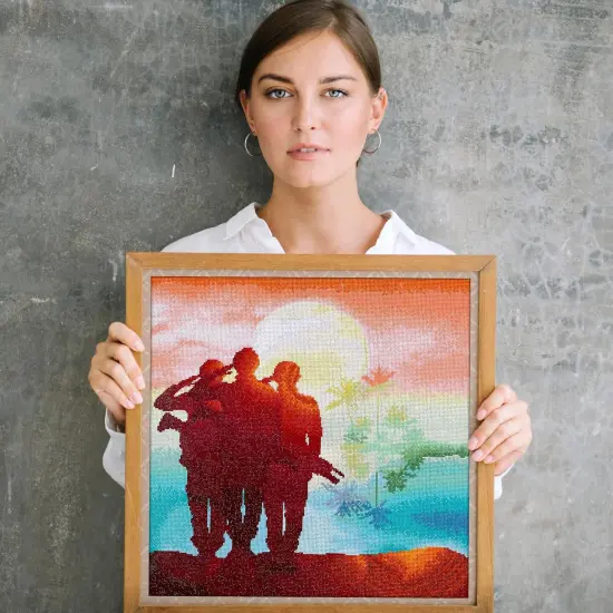 Home Soldiers at Dawn Diamond Painting Kits for Adults - Diamond Art Kits a Relaxing Creative Craft Kit with Dotz Gems 24x24 {5}