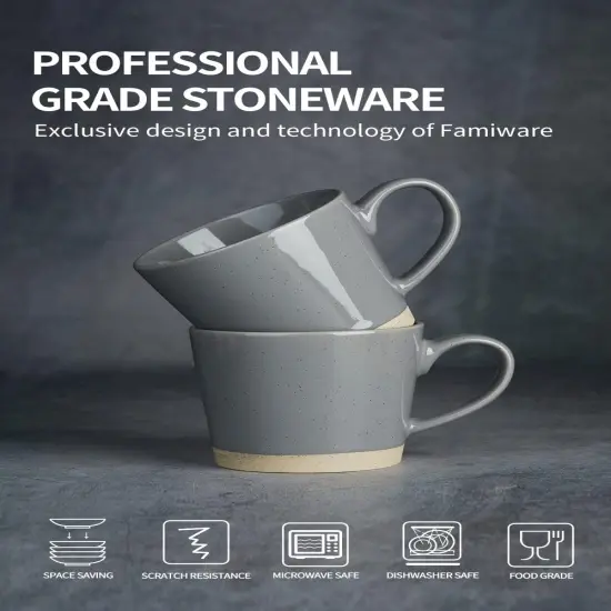 Coffee Mugs for 4, 12 oz Mug Set, Dringking Cup with Handle for Coffee {2}