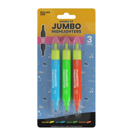 Jumbo Highlighters Double-Tip Fine &ndash; 3 Pack &ndash; 36 Sets {1}