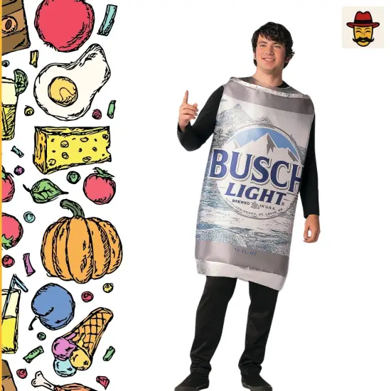 Busch Light Beer Can Costume Foam Tunic Photo Print Funny Adult Halloween Party Outfit {3}