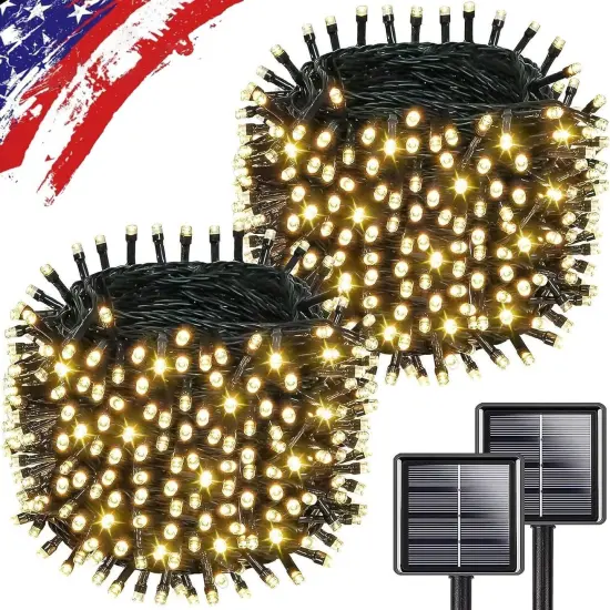 2 Pack 180FT 500LED Solar String Lights - Warm White {1}