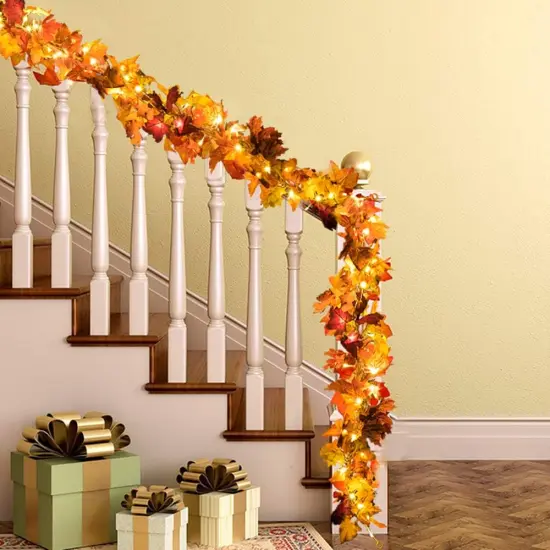 2 Pack Fall Maple Leaf Garland - Orange {5}