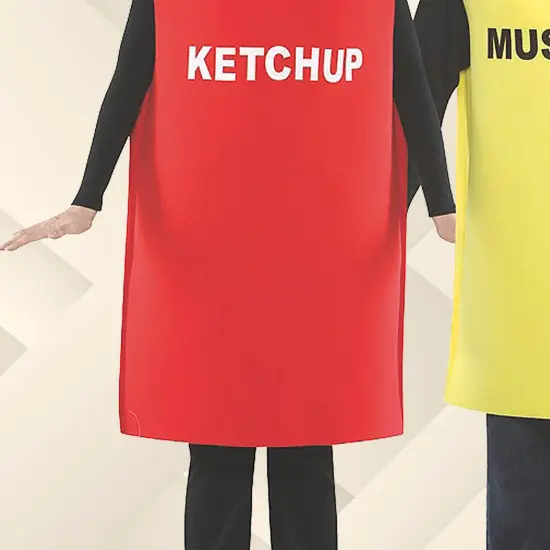 Ketchup and Mustard Couples Costume Set Halloween Food Tunics Hats Funny Party Outfit {5}
