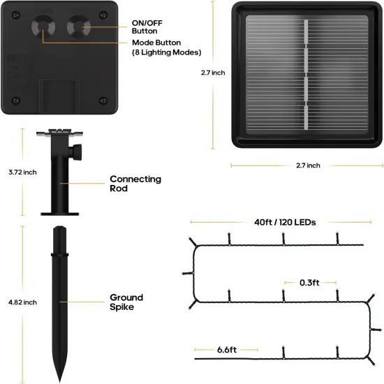 2 Pack Solar String Lights - 92 FT 240 LED (Warm White) {5}