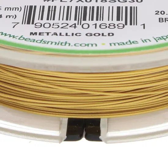 The Beadsmith Flex-Rite 7 Strand Nylon Coated, Stainless-Steel Beading Wire, Jewelry Making Supply (.018 Dia, Gold - 30 Ft) {3}
