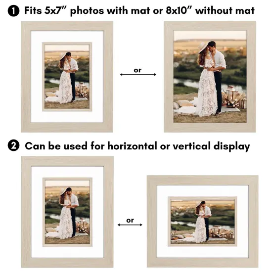 Americanflat 8x10 Picture Frame with Decorative Inner Mat Accent - Use as 5x7 photo frame with Mat or 8x10 frame without the Mat - Statement Frame with Shatter-Resistant Glass and Easel Stand {4}