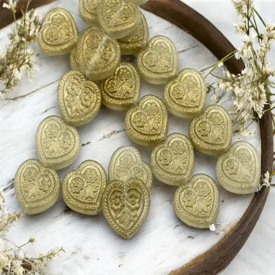 *6* 17mm Crystal Smokey Sable Luster Floral Heart Beads {1}