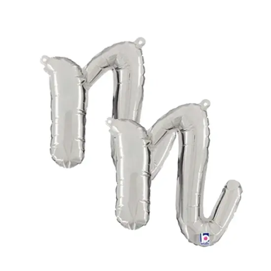 Betallic&reg; 14 Inch Script Letter N Silver Air Fill Only Balloon {6}