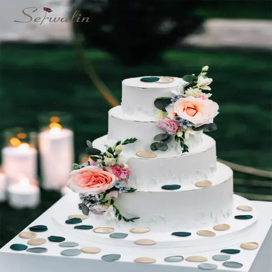 300Pcs Silk Rose Petals Flower Petals for Christmas Weddings Proposal Green Gold Petals Flower Girl Petals Aisle Flower Girl Basket Runner Bridal Shower Table Decor {2}