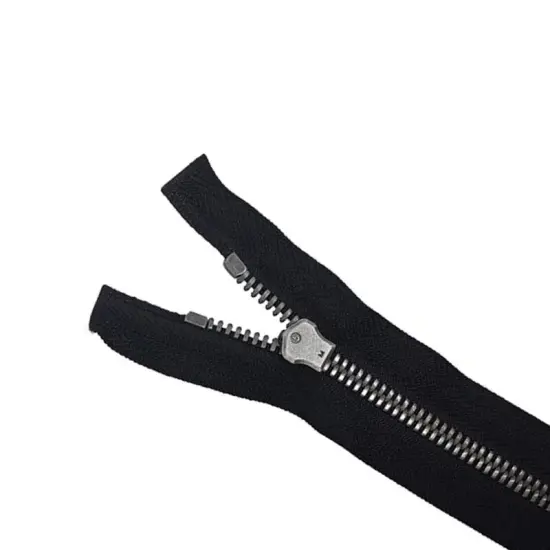 5MM One Way Non Separating Closed Bottom Zipper Black Tape Antique Nickel Teeth 7" {5}