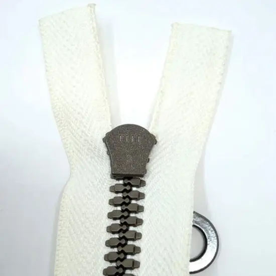 Zipper &ndash; Off White Plastic Molded 25" Open Bottom Separating with Brown Teeth {5}