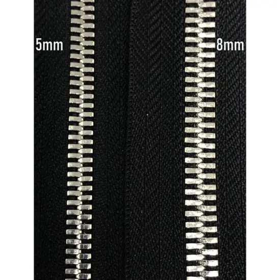 Black Metal Glossy Jacket Separating Zipper Black Tape Silver Nickel Teeth Size 5mm {2}