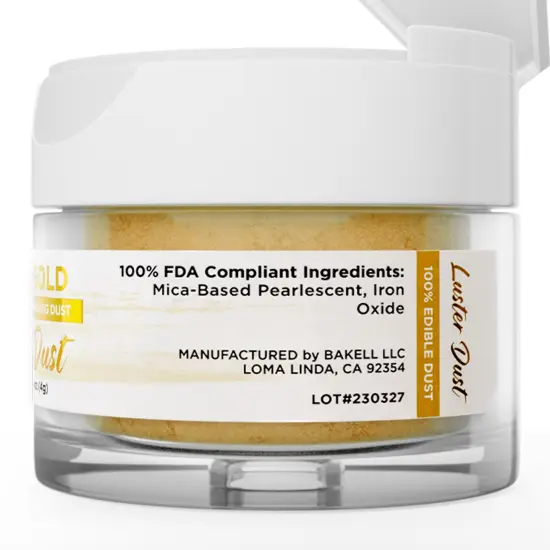 Bakell - Super Gold Luster Dust (4g, 1x Jar) Edible Vegan Dust & Paint for Baking, Desserts and Beverages {6}