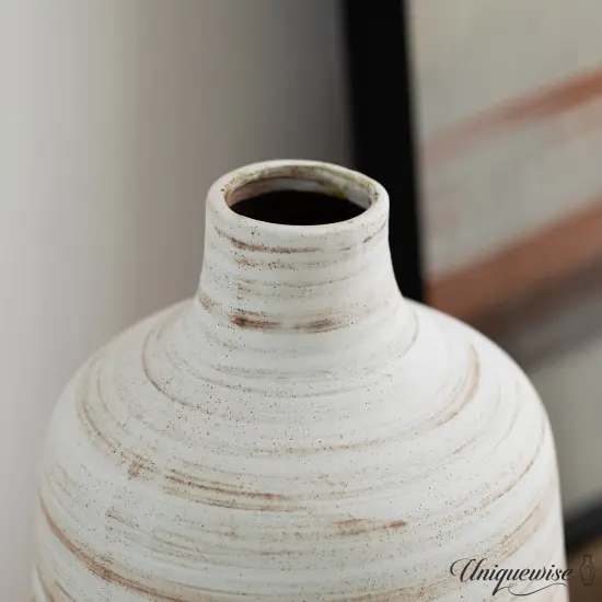 Uniquewise 11" Whitewashed Bottle-neck Decorative Pottery Flower Vase Boho Home Decor for Living Room Bedroom Kitchen Entryway & Office Rustic Centerpiece for Pampas Grass Bouquets Stems Faux Florals {6}